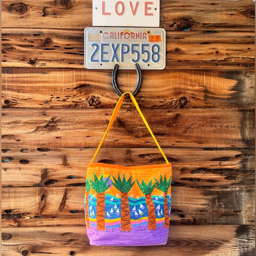 SALLY HUSS | Vintage Colorful Palm Tree Tote Bag